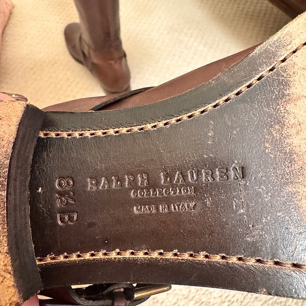 Ralph Lauren Collection Purple Label Zuri Brown Leather Riding Boots - Picture 6 of 10